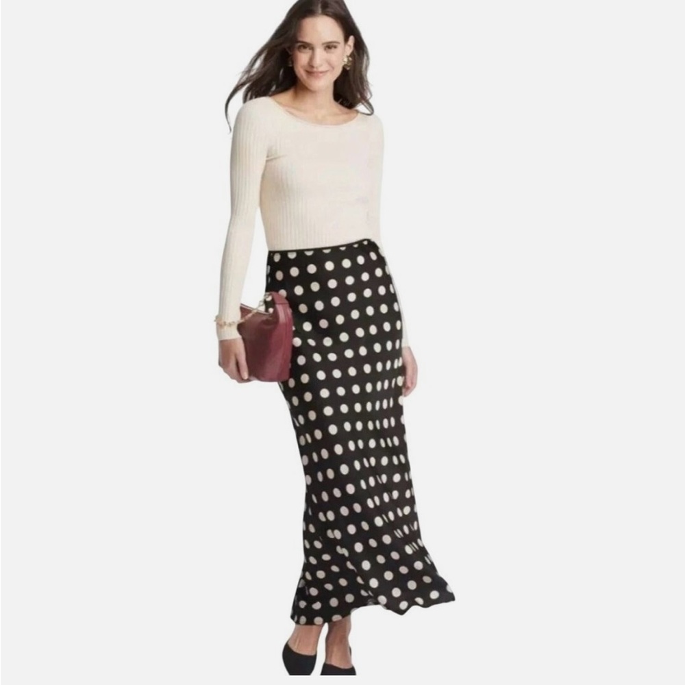 Black and White Polka Dot Maxi Skirt